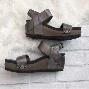 Metallic pewter wedge Axxiom sandals